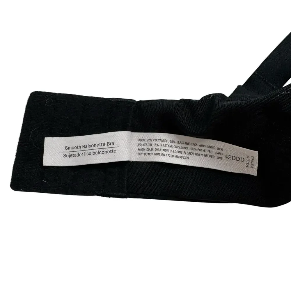 AUDEN Smooth Balconette Bra in Black Size 42DDD Womens Underwire Lined